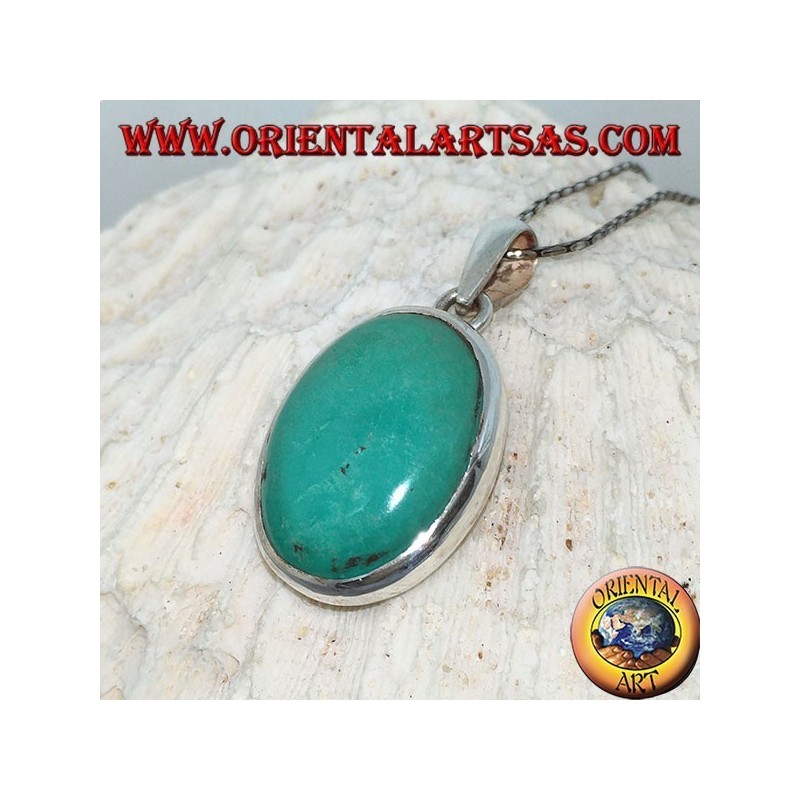 Silver pendant with natural Tibetan Turquoise (large)