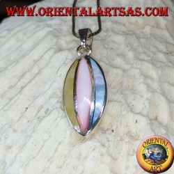 Pendentif ovale en argent avec trois pierres de nacre tricolores