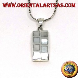 Pendant in rectangular silver with eight alternating mother of pearl squares