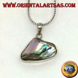 Smooth silver pendant with natural paua shell (abalone)