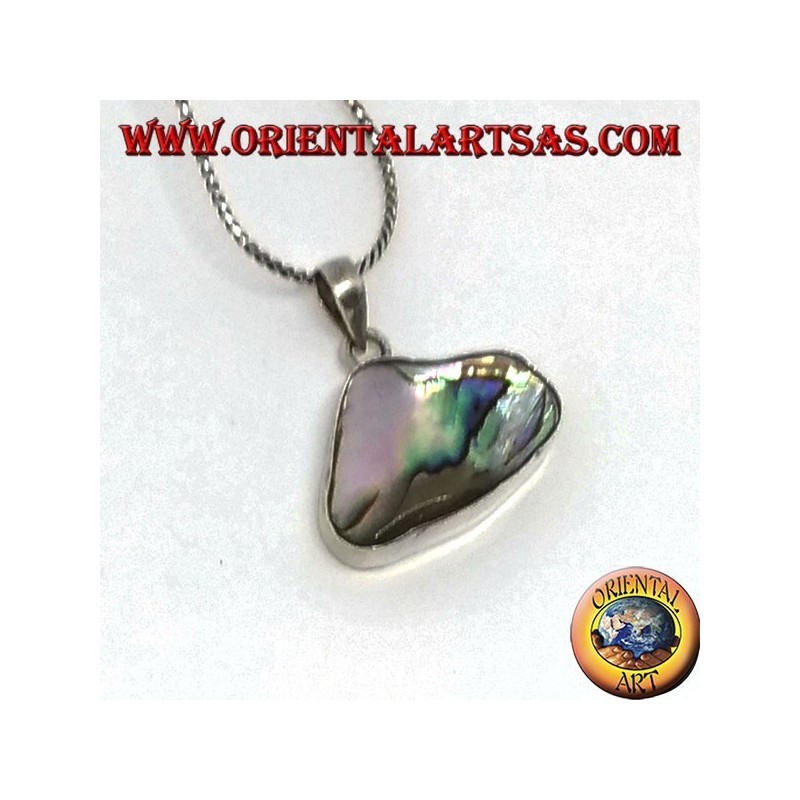 Glatter Silberanhänger mit natürlicher Paua-Muschel (Abalone)
