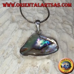 Pendentif en argent lisse avec coquille de paua naturelle (ormeau)