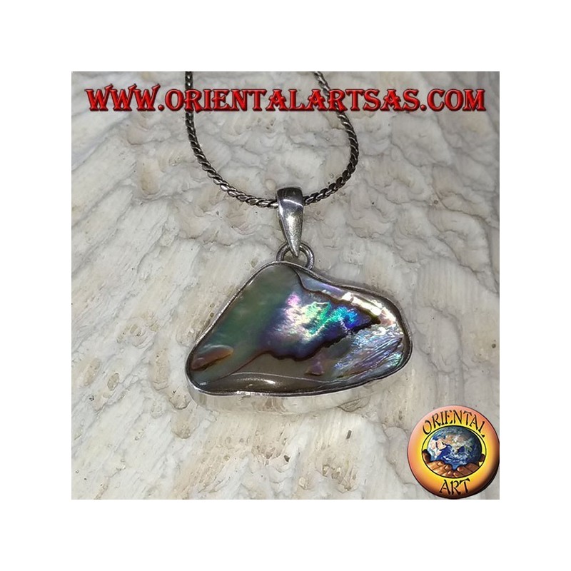 Glatter Silberanhänger mit natürlicher Paua-Muschel (Abalone)