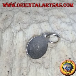 Silberanhänger mit schwarzem Stern (Diopsid) oval und glatter Rand