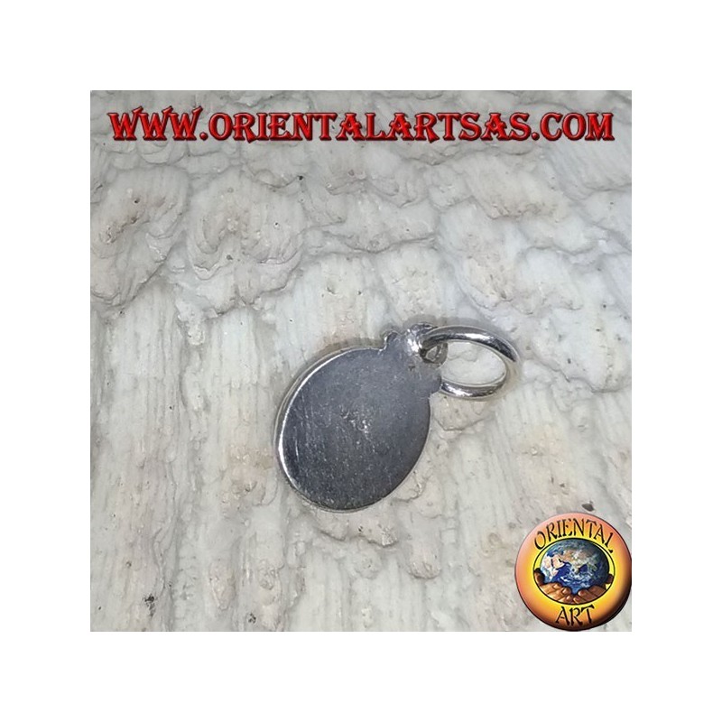 Silver pendant with black star (Diopside) oval and smooth edge