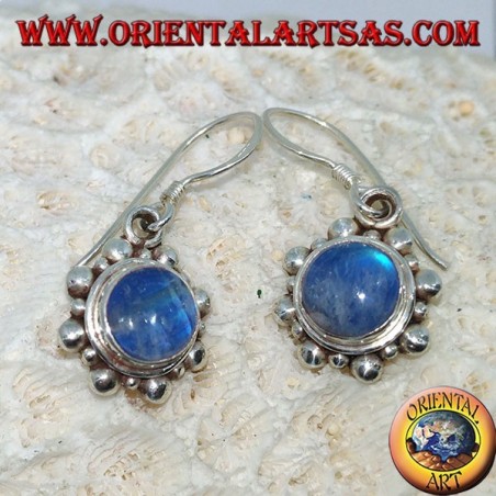 Orecchini in argento con Labradorite blu tonda