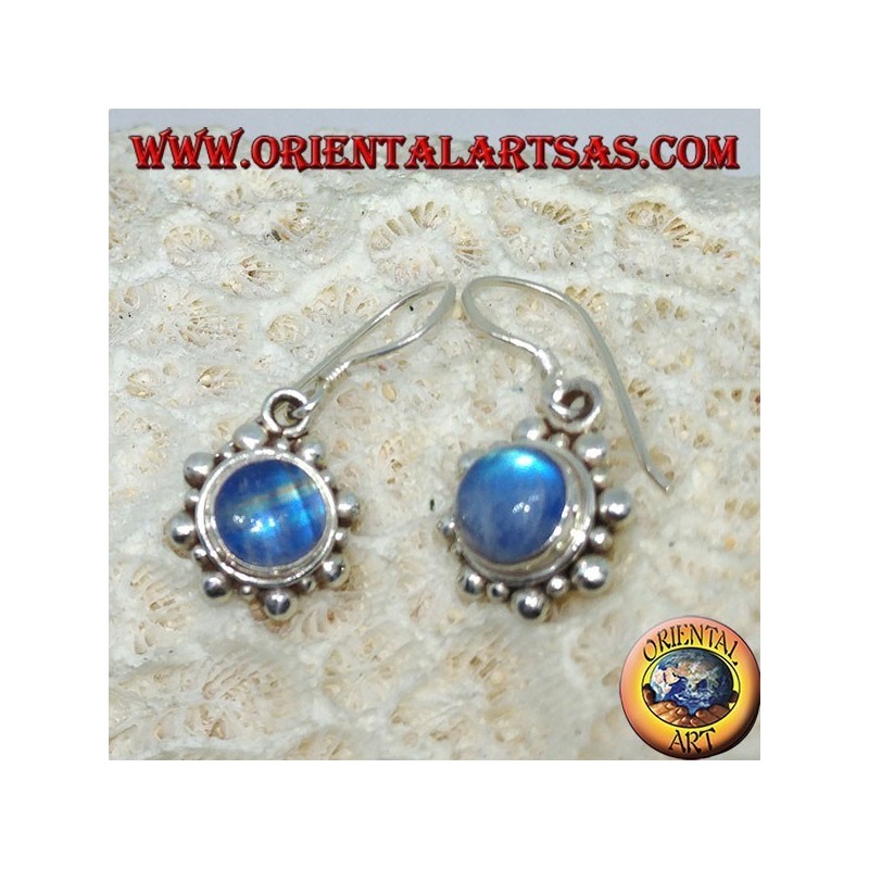 Boucles d'oreilles en argent avec Labradorite bleue ronde