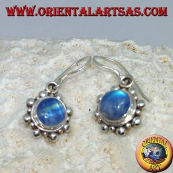 Boucles d'oreilles en argent avec Labradorite bleue ronde