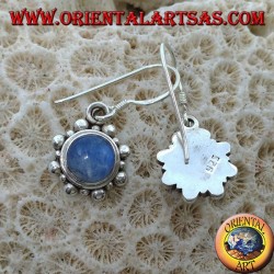 Boucles d'oreilles en argent avec Labradorite bleue ronde