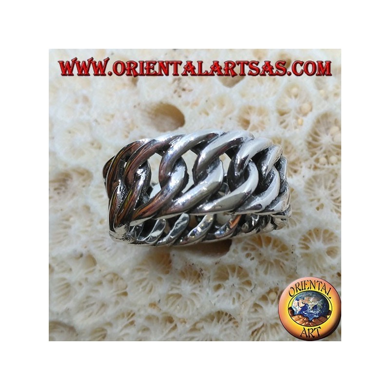 Anello in argento a catena rigida grande