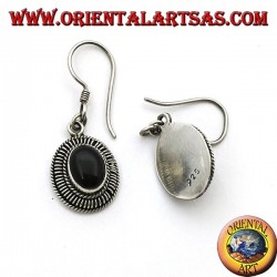 Boucles d'oreilles en argent avec onyx ovale