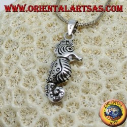 Silver pendant Hippocampus Seahorse