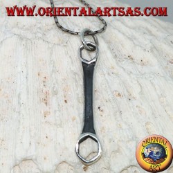 Colgante de plata, llavero mecánico hexagonal.