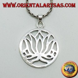 Simple silver pendant with lotus flowers in the circle