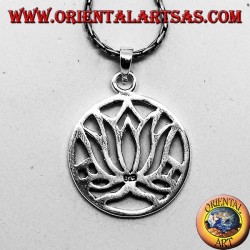 Simple silver pendant with lotus flowers in the circle