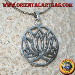 Simple silver pendant with lotus flowers in the circle