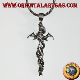 Pendentif en argent, épée avec serpent torsadé