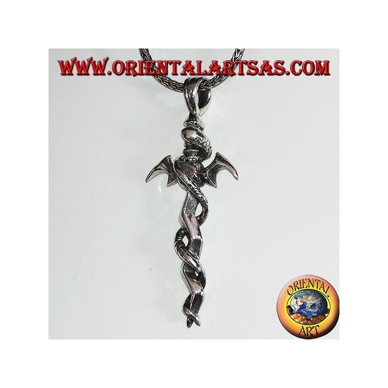 Silver pendant, sword with twisted snake
