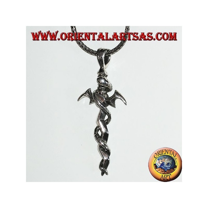 Pendentif en argent, épée avec serpent torsadé