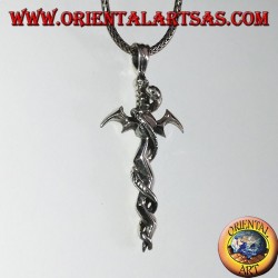 Silver pendant, sword with twisted snake