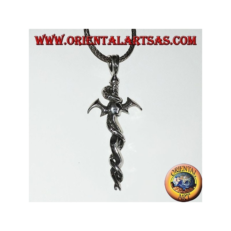 Silver pendant, sword with twisted snake