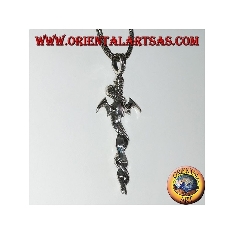 Pendentif en argent, épée avec serpent torsadé