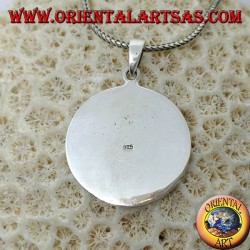 Silver medallion pendant with low-relief marijuana leaf