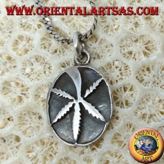 Silberanhänger mit Relief-Marihuana-Blatt