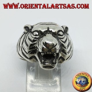 Anello in argento testa di tigre