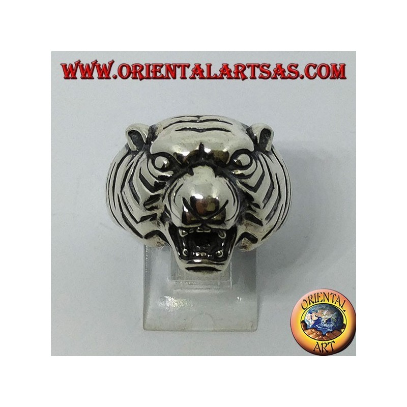 Anello in argento testa di tigre