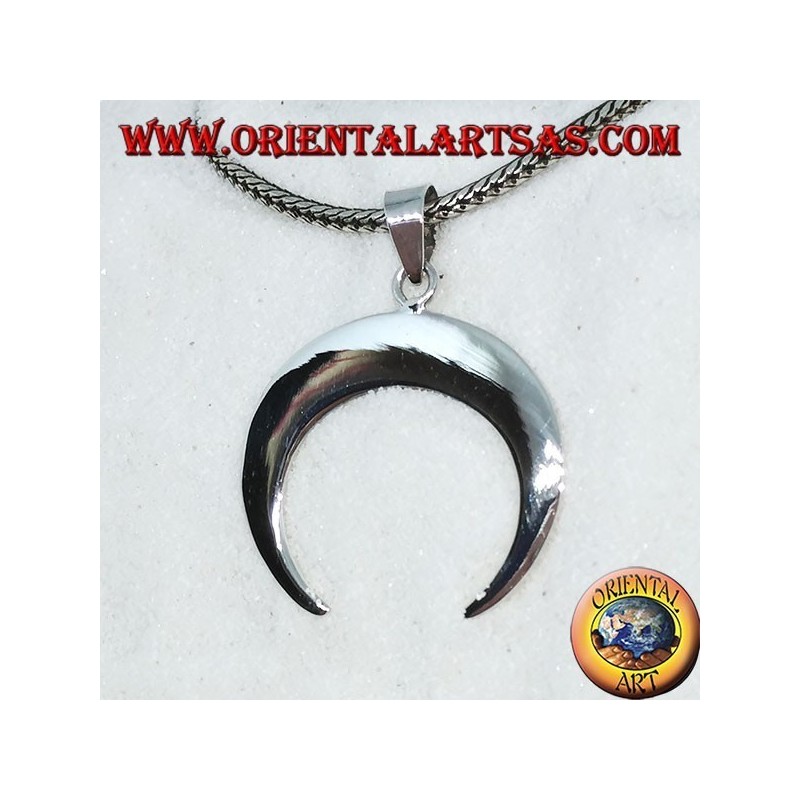 Pendant in silver, half-moon with points downwards