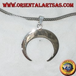 Pendentif en argent, demi-lune avec des pointes vers le bas