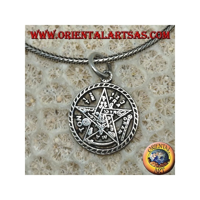 Ciondolo pentagramma di Tetragrammaton in argento (piccolo)