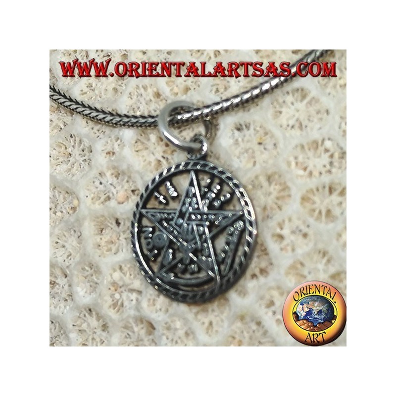 Ciondolo pentagramma di Tetragrammaton in argento (piccolo)