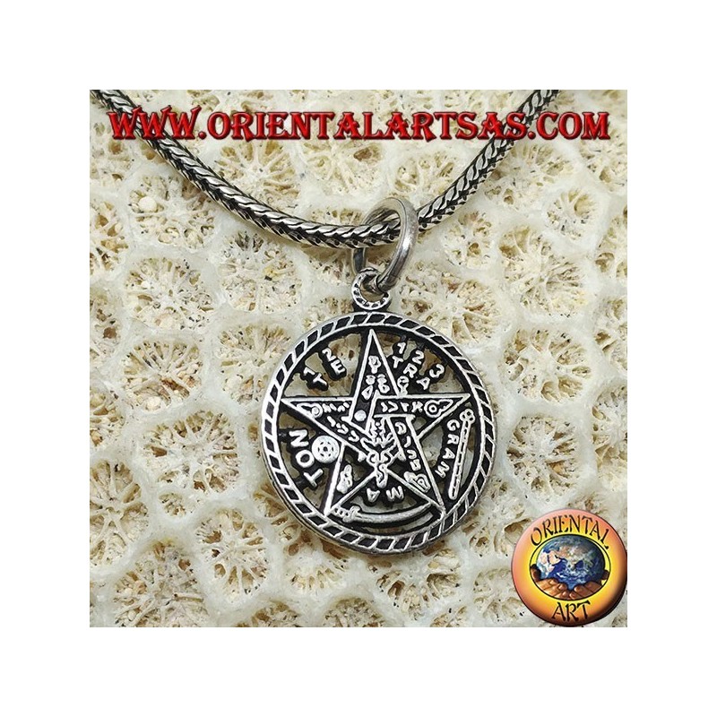 Pendentif en argent, pentagramme de tétragramme (petit)