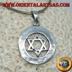 Silver Star of David pendant in the circle with knot