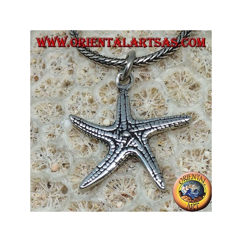 Colgante de plata con forma de estrella de mar de doble cara.