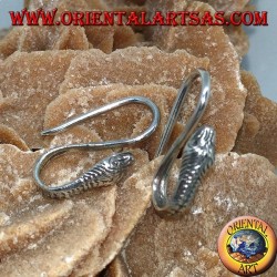 Silver hook earrings in the shape of a cobra (snake)