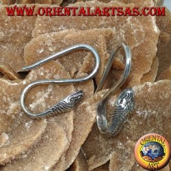 Silver hook earrings in the shape of a cobra (snake)