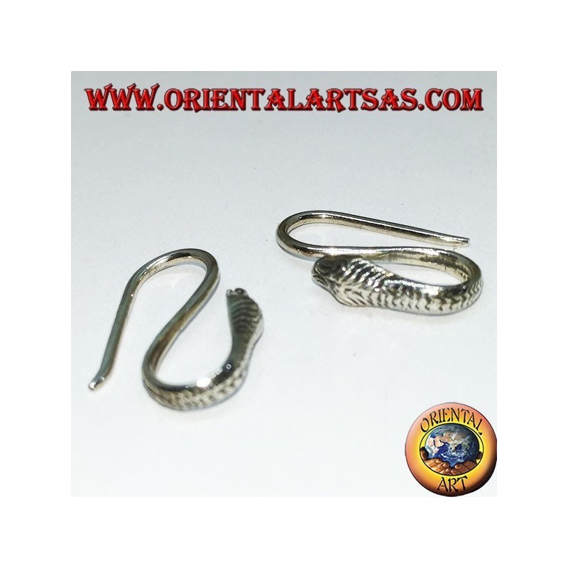 Orecchini in argento ad uncino a forma di cobra (serpente)