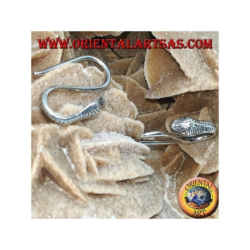 Silver hook earrings in the shape of a cobra (snake)