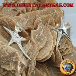 Silver starfish lobster earrings