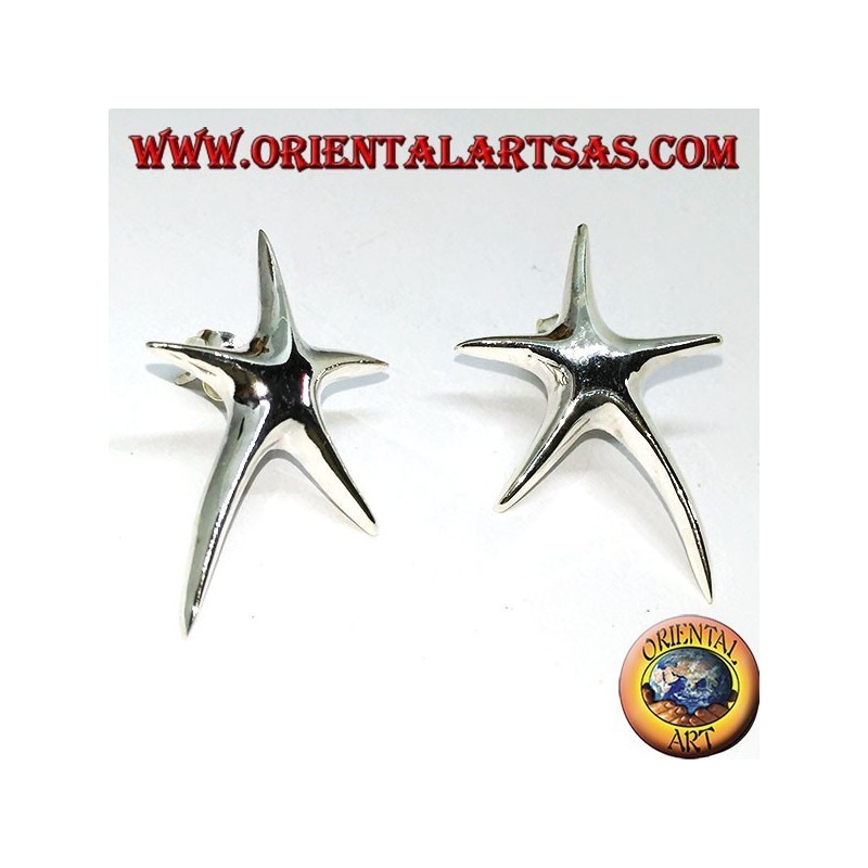 Silver starfish lobster earrings