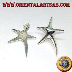 Silver starfish lobster earrings