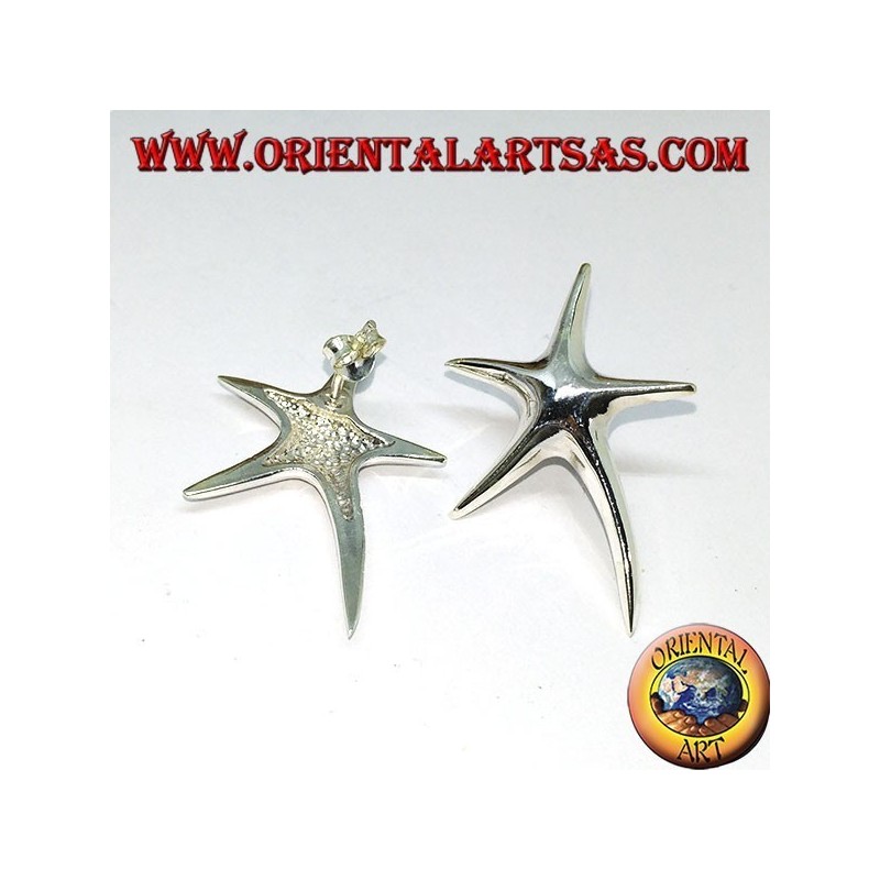 Silver starfish lobster earrings
