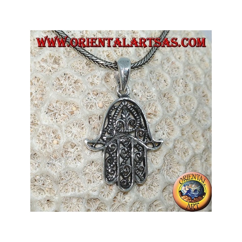 Pendentif en argent, en forme de main de Fatima hamsa