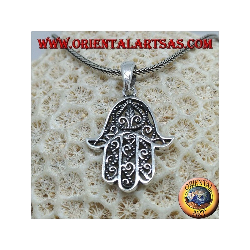 Silberanhänger in Form einer Hand von Fatima hamsa
