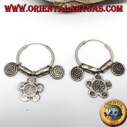 Silberne Tribal Circle Ohrringe (Karen) mit Anhängern