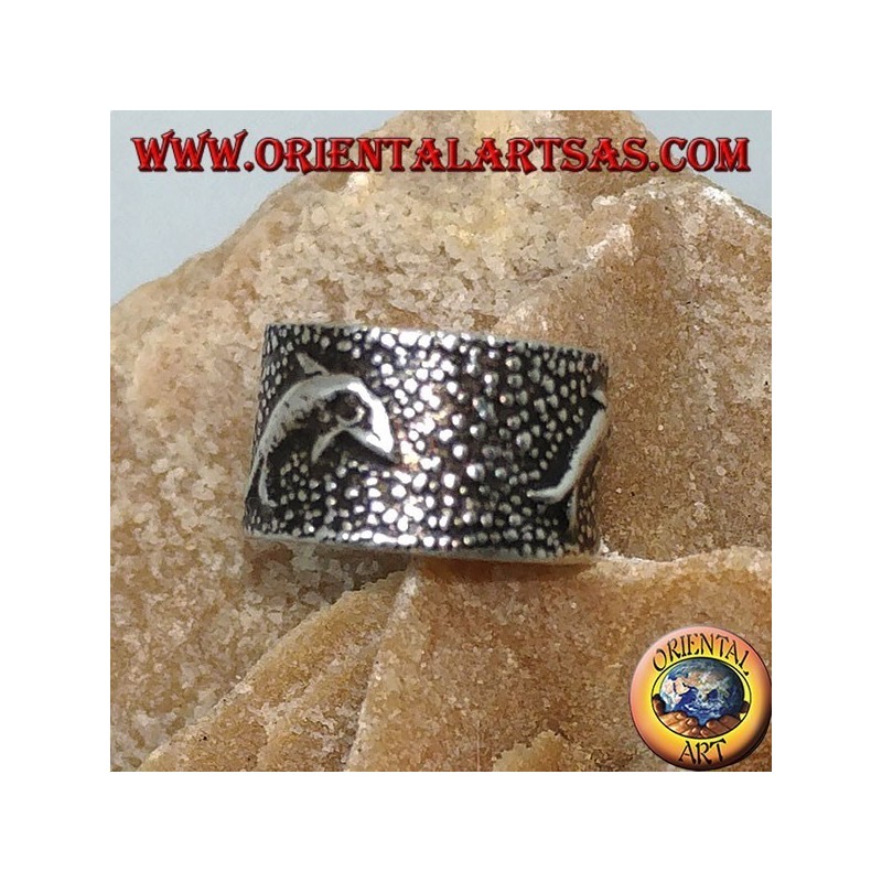 Manchette d'oreille en argent, dauphin