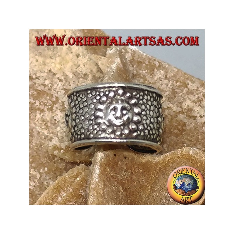 Ear Cuff in silver with band, sun